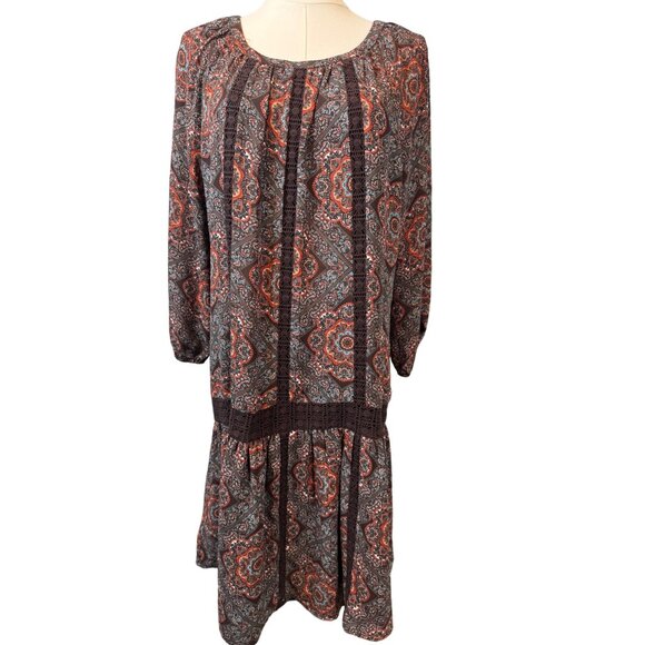 Daniel Rainn Dresses & Skirts - 2/$30 Daniel Rainn M Paisley Dress Boho Style with Crochet Details NWT